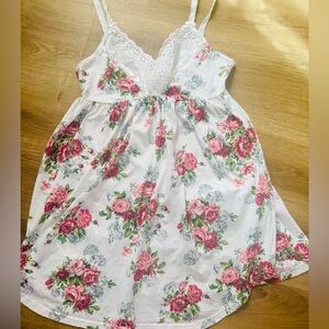 VTG Victorias Secret Gold Babydoll Top Dress S Fairycore Floral Eyelet Cotton